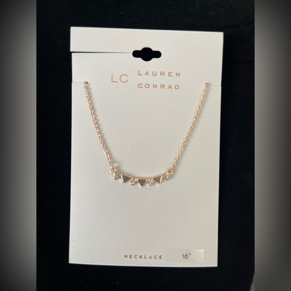 LC Lauren Conrad Rose Gold Necklace with Geometric Charms